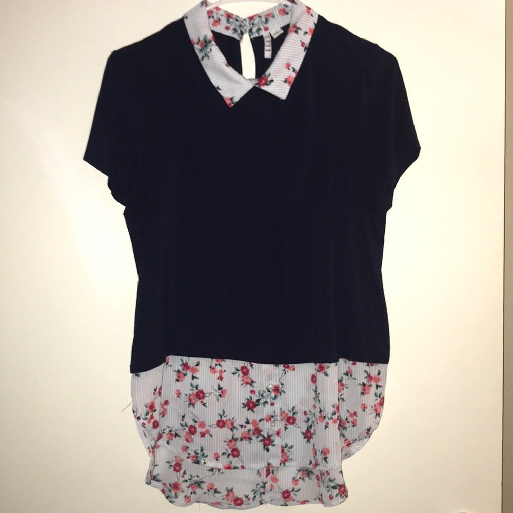 Elle collared short sleeve blouse size S
